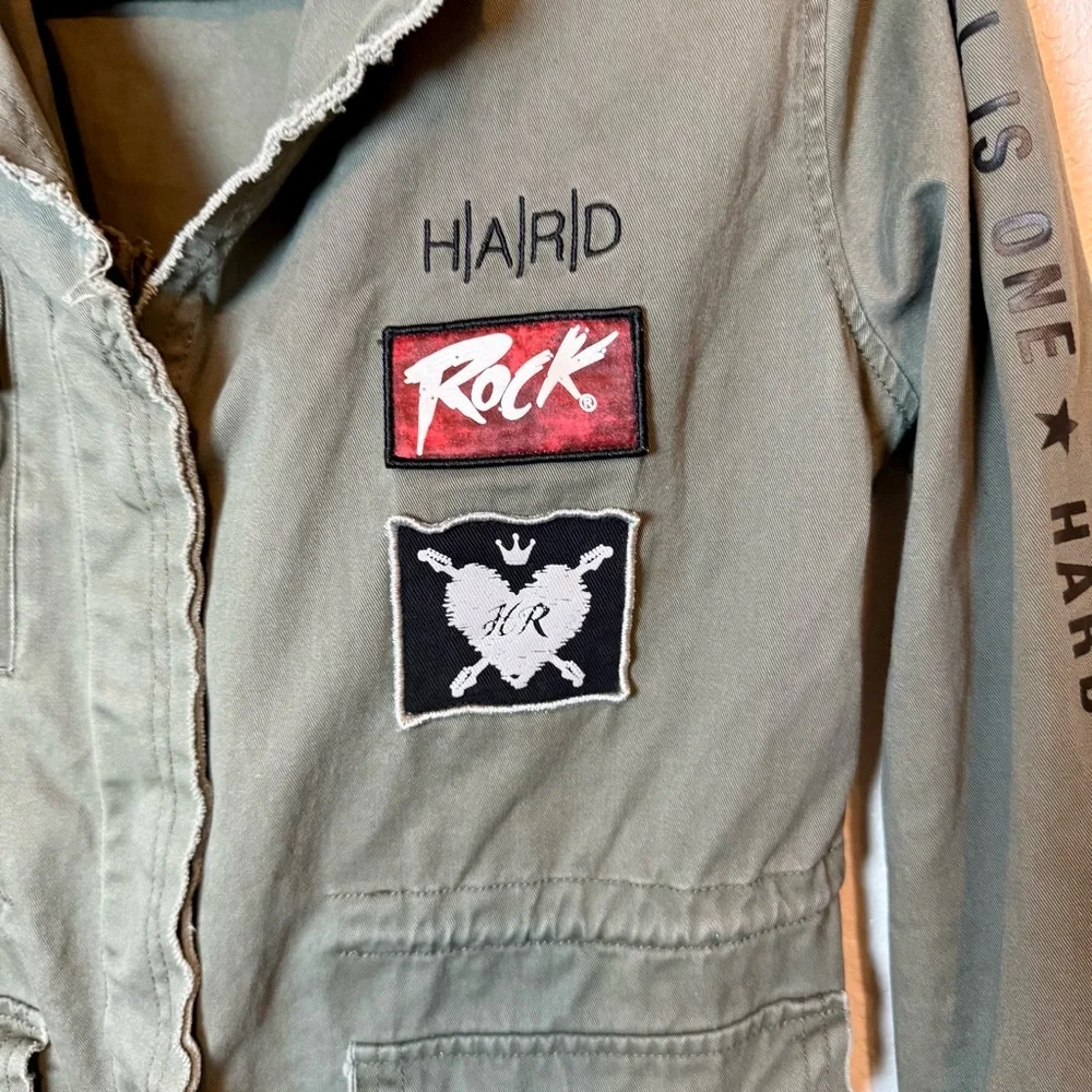 Hard Rock Laura Be Military Army Jacket With Patches Green Size Small